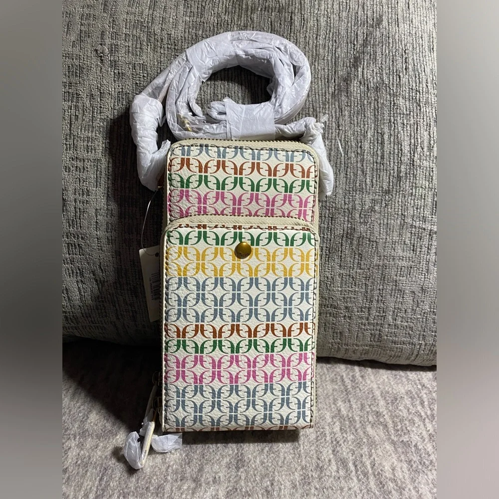 Fossil neutral multi colored crossbody Sofia phone bag - Picture 1 of 12